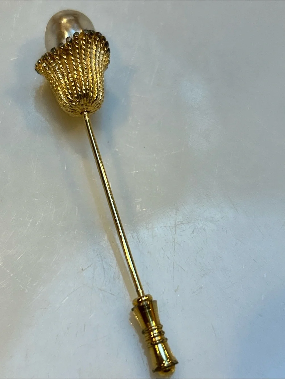 Vintage Gold Pearl Acorn Stick Pin
